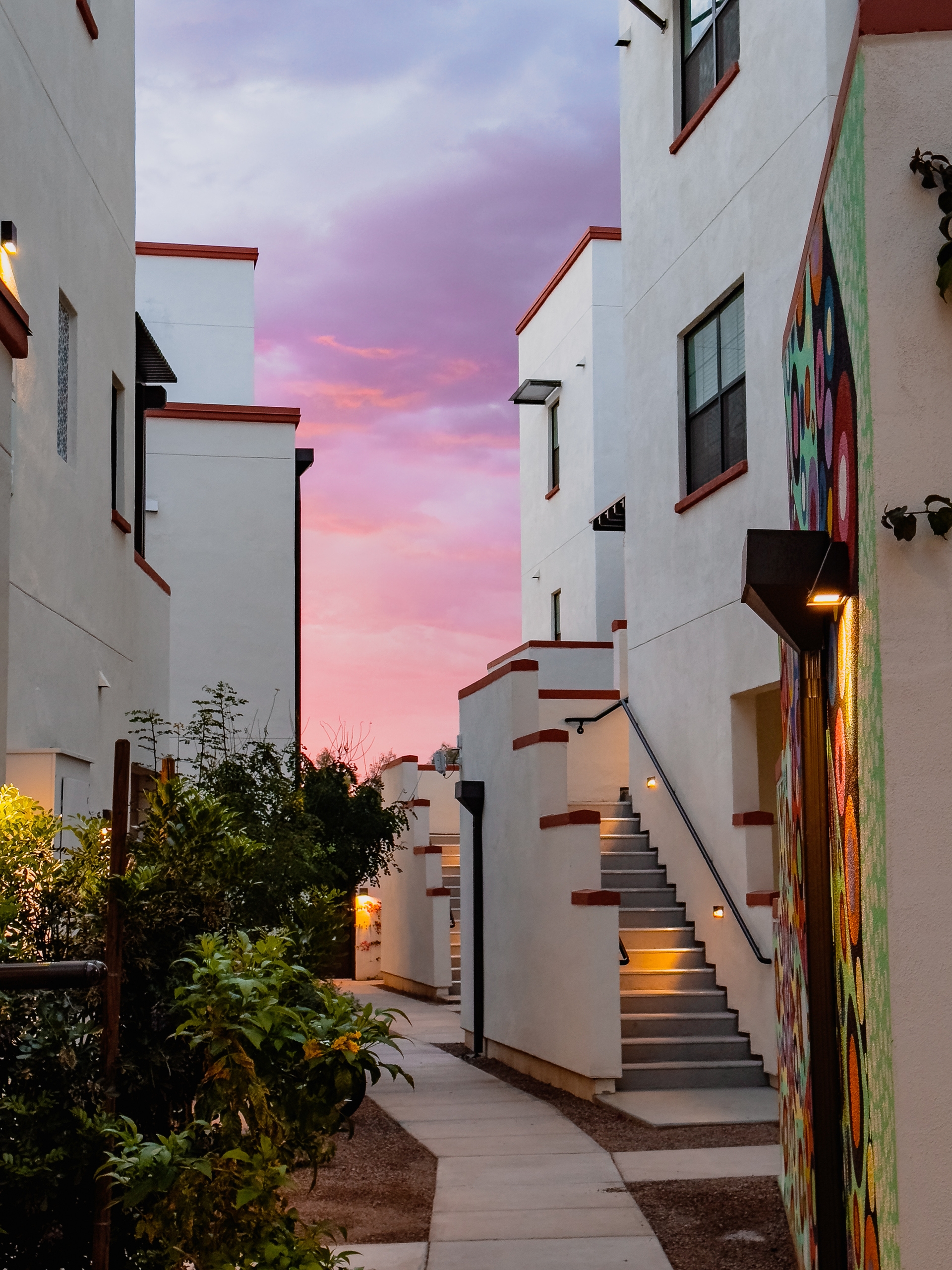 Sunset view from the pods